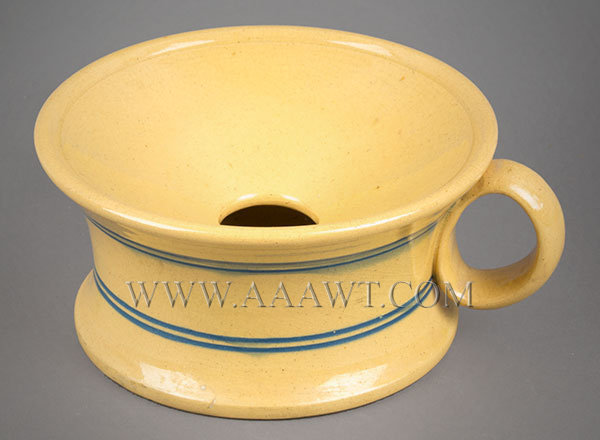 Yellowware Cuspidor, Spittoon, Blue Banded
Antique, entire view